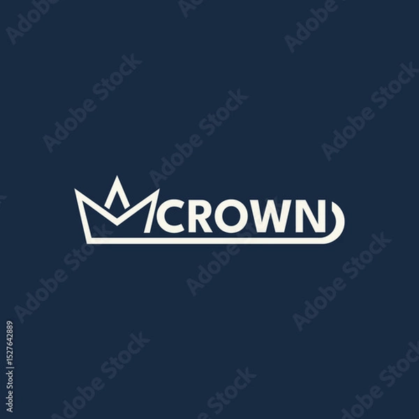 Fototapeta A sleek geometric crown logo in monochrome, designed with clean lines and sharp angles, placed against a dark background