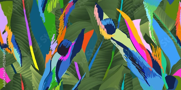 Obraz Exotic abstract funky jungle pattern. Dynamic tropical print. Fashionable unique template for design. 