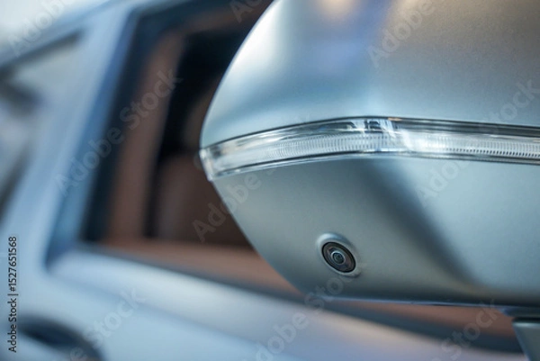 Fototapeta Camera on the side mirror of the car