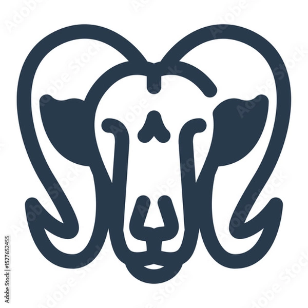 Fototapeta Bighorn Sheep with Curved Horns Outline