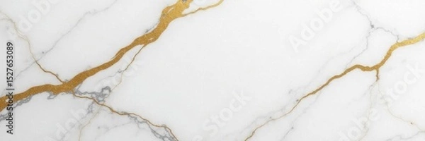 Fototapeta Subtle gold veining in white marble, refined backdrop , classic, veins, natural