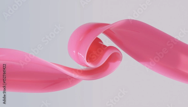 Fototapeta Glossy pink swirl twisting elegant dynamic shape. Abstract 3d rendering design element for cosmetic branding, fashion and beauty product presentation