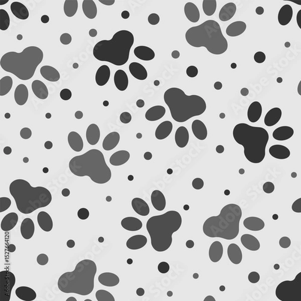 Fototapeta Paws seamless vector pattern. Footstep pet paw pattern
