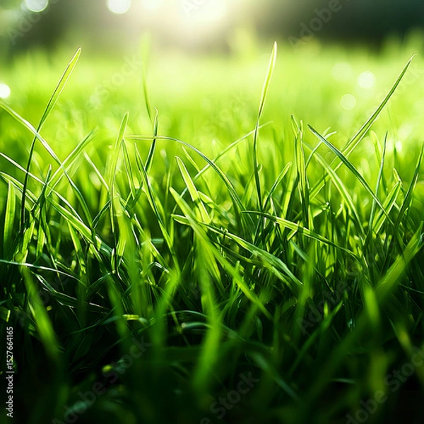 Obraz Vibrant close-up of lush green grass texture. Summer nature background and eco-themed projects.