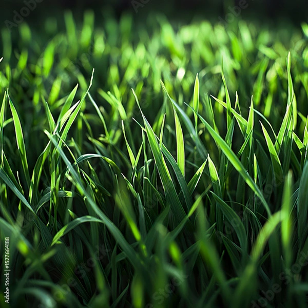 Obraz Vibrant close-up of lush green grass texture. Summer nature background and eco-themed projects.