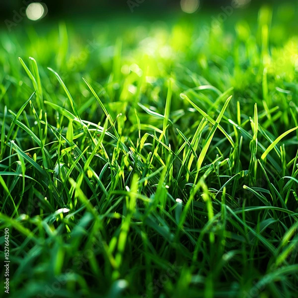 Obraz Vibrant close-up of lush green grass texture. Summer nature background and eco-themed projects.