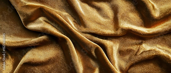 Obraz Close-up of luxurious golden velvet fabric with a soft, wavy texture and a subtle shimmer.