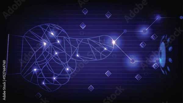 Obraz Digital Key Access Abstract Hand Wireframe with Glowing Connectivity