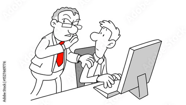 Obraz Silhouette of businessman working on computer
