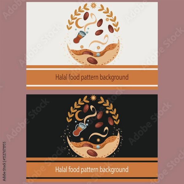 Fototapeta Ornamental Tea Label Frame Design - Light And Dark Theme Variants Background For Web And Social Media.