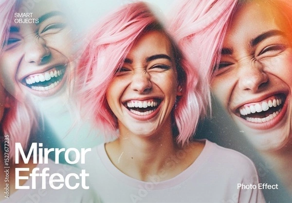 Fototapeta Mirror Prism Photo Effect Template for Creative Reflection & Abstract Image Distortion