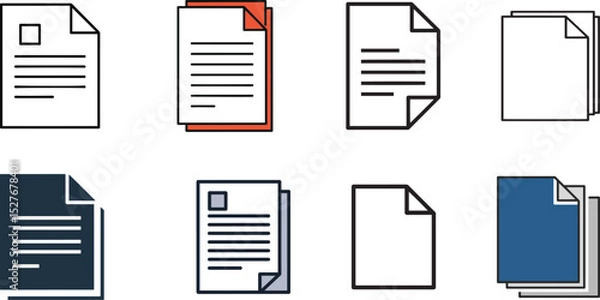 Fototapeta document icons set