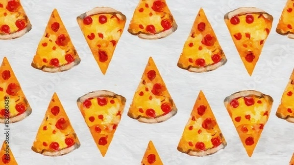 Fototapeta seamless watercolor pattern with pizza