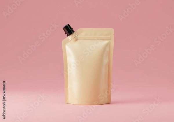Fototapeta Spouted pouch on pink background packaging concept