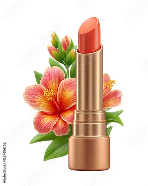 Fototapeta Recyclable cosmetic containers styled for festive gifting, pastel palette packaging for a Diwali highlighter stick with marigold flower. Recyclable beauty containers with festive accents transparent
