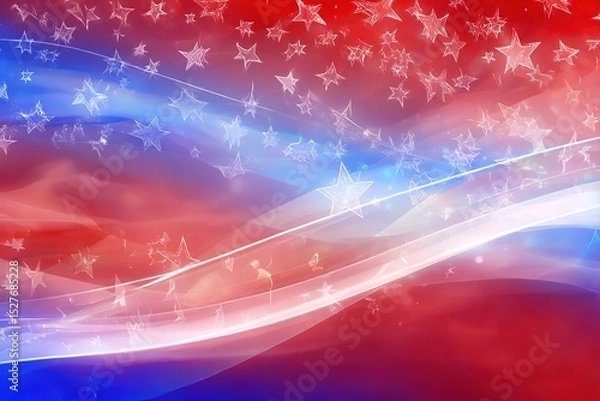 Fototapeta Abstract Fourth of July celebration background with patriotic colors and star patterns
