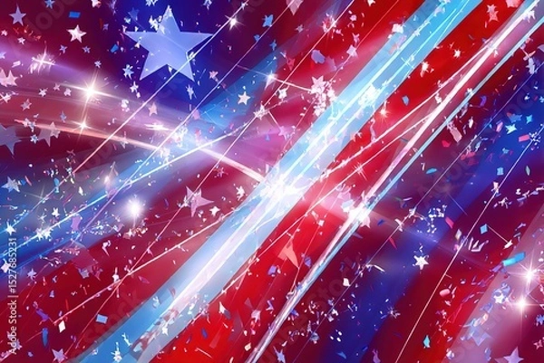 Fototapeta Abstract Fourth of July celebration background with patriotic colors and star patterns
