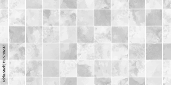 Fototapeta  Seamless Gray Tile and Watercolor Texture Pattern Background.　グレータイルと水彩テクスチャのシームレスパターン背景