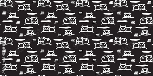 Fototapeta Cute Seamless Hippo Pattern Illustration.
カバのかわいいシームレスパターンイラスト