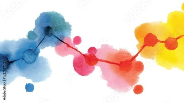 Fototapeta Colorful Watercolor Line Chart Displaying Data Flow Trends and Insights