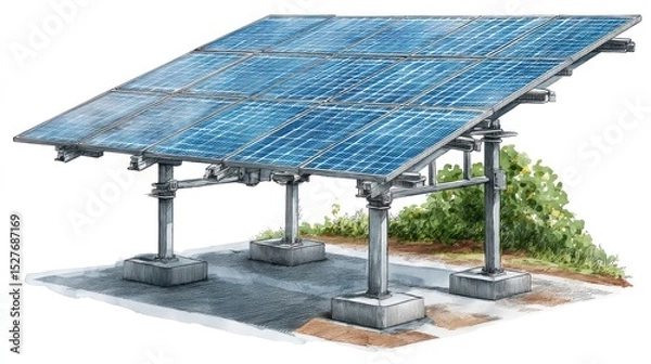 Fototapeta Solar Energy Kit for Local Clean Energy Solutions with Cost-Effective Planning