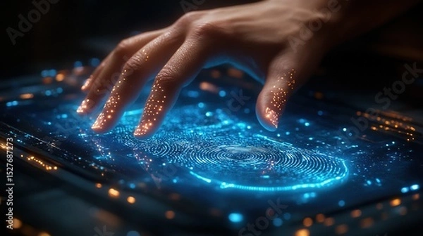 Obraz Futuristic Digital Touch Interface with Augmented Reality Hand Interaction