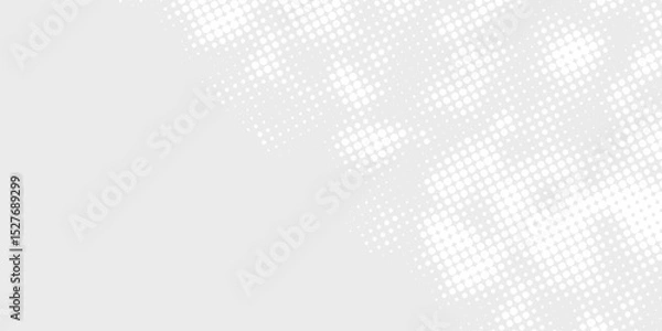 Obraz Dot white gray wave light technology texture background. halftone modern white background
