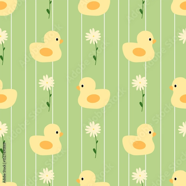 Obraz seamless pattern with duck and flowers 