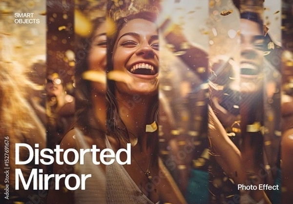 Fototapeta Distorted Mirror Photo Effect Template