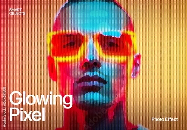 Fototapeta Glowing Pixel Photo Effect Template