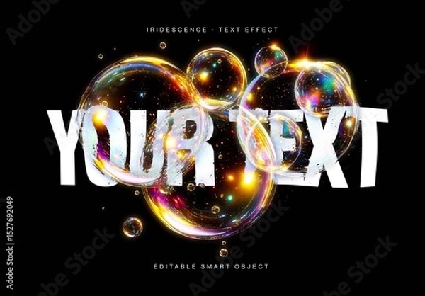 Fototapeta Iridescent Bubble Text Effect Template