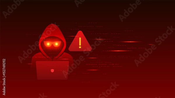 Fototapeta Cyber crime vector showing hacker criminal cybercrime fraud phishing malware scammer hacking.
