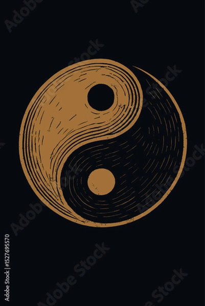 Fototapeta Grungy Yin and Yang Sign vector illustration