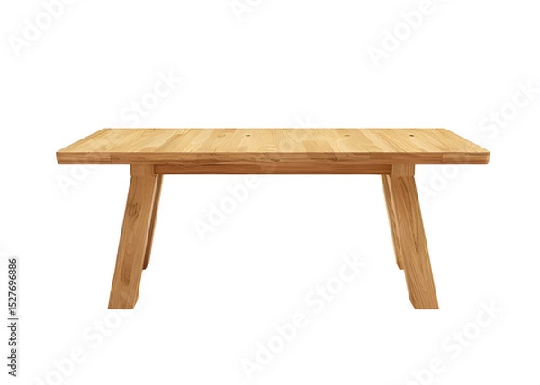 Fototapeta Minimalist wooden dining table on transparency background, showcasing natural wood grain and simple design