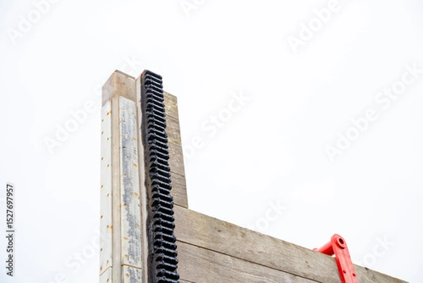 Fototapeta Dam gate for boats through a closed bridge into a fjord
