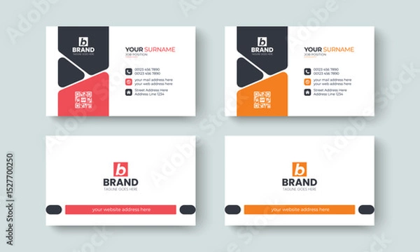Fototapeta Professional corporate elegant and creative business card design template. Template design for business card, visiting Card, identity card, contact, branding, stationery design layout template.