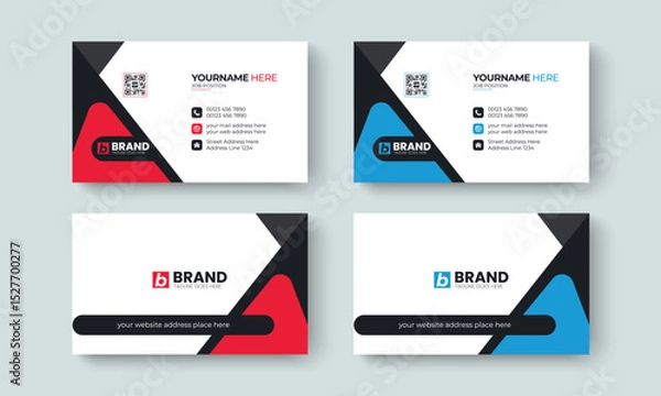Fototapeta Clean and minimal business card layout template. Professional elegant business card, visiting card, identity, corporate, contact, branding.