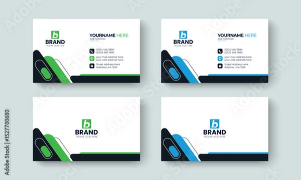 Fototapeta Corporate modern and unique business card design layout template. Template design for business card, visiting Card, identity card, contact, branding, stationery design template.