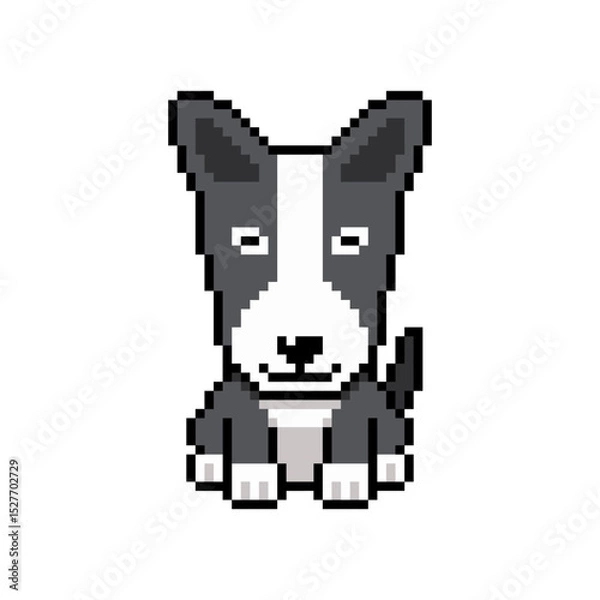 Obraz Pixel art cute bull terrier dog vector in retro style