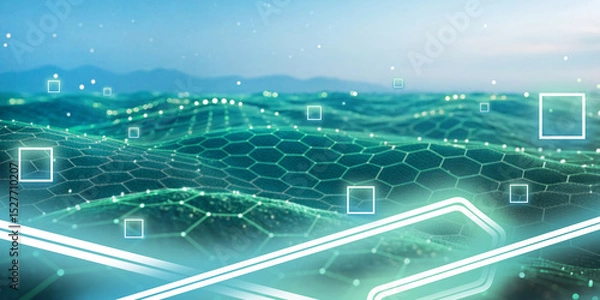 Obraz Collection of digital manure in the future and the connectivity of secure data communication networks online. 3d rendering