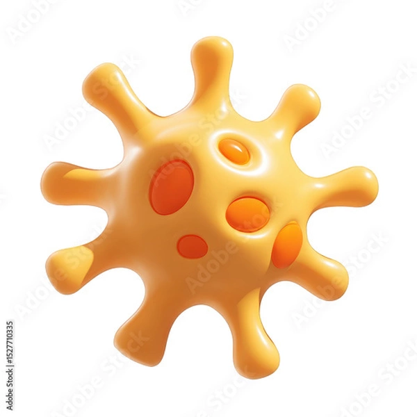 Obraz Abstract yellow orange cell virus 3d render illustration medical science healthcare biology amoeba microbiology infectious disease microscopic organism on transparent background