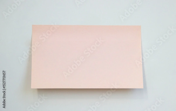 Fototapeta blank pink rectangular sticky note isolated on neutral background