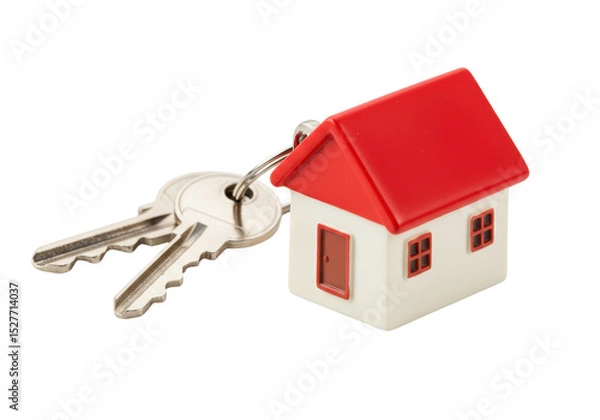 Fototapeta Isolated House-Shaped Keychain with Keys