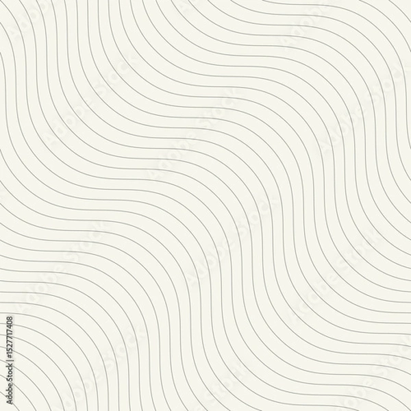 Fototapeta Seamless vector pattern with thin wavy diagonal stripes. Monochrome geometric background with abstract, striped design. Ideal for use as a swatch in Adobe Illustrator.
