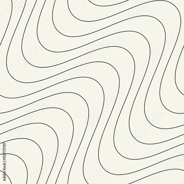 Fototapeta Seamless vector pattern with thin wavy diagonal stripes. Monochrome geometric background with abstract, striped design. Ideal for use as a swatch in Adobe Illustrator.