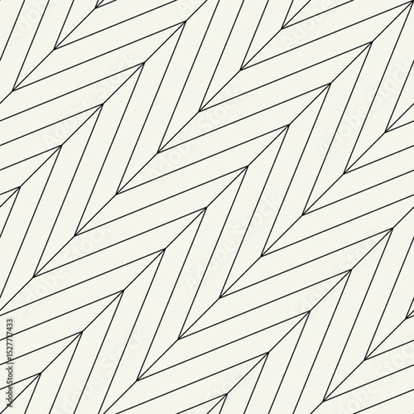 Fototapeta Seamless vector pattern with thin linear diagonal zigzag. Abstract monochrome background featuring dynamic striped tiles. Suitable for use as a swatch in Illustrator.