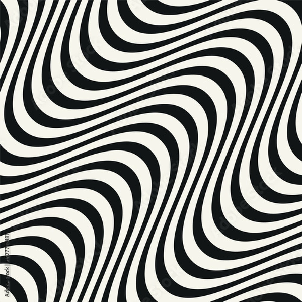 Obraz Seamless vector pattern with bold wavy stripes. Monochrome geometric background with abstract, striped design. Ideal for use as a swatch in Adobe Illustrator.