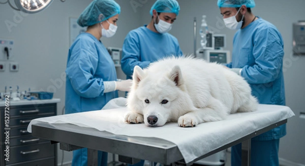 Obraz Dog being examined by veterinarians in a surgical environment