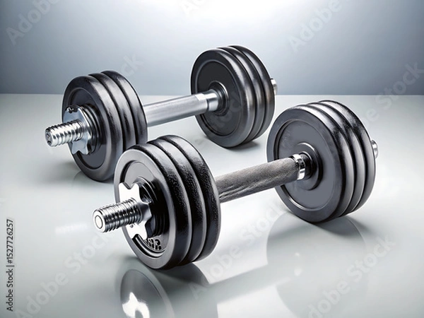 Obraz Studio Shot of Premium Gym Dumbbells with Professional Lighting