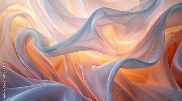 Fototapeta Abstract folded silk fabric with luxurious light play and soft drapes.